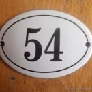 SMALL ANTIQUE STYLE ENAMEL DOOR NUMBER 54 SIGN PLAQUE HOUSE NUMBER FURNITURESIGN