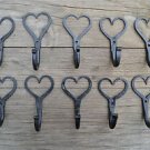 10 hand wrought iron Shaker heart hooks folk art wall hanger door hook LHH1