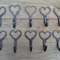 10 hand wrought iron Shaker heart hooks folk art wall hanger door hook LHH1