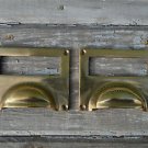 PAIR OF LARGE SOLID BRASS ANTIQUE STYLE FILING CABINET HANDLE DRAWER LABEL CR5