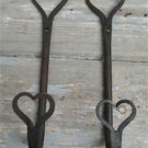 PAIR BEAUTIFUL LARGE SHAKER DOUBLE HEART WROUGHT IRON COAT HOOKS WALL HOOK DHH1