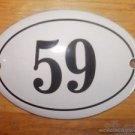 SMALL ANTIQUE STYLE ENAMEL DOOR NUMBER 59 SIGN PLAQUE HOUSE NUMBER FURNITURESIGN