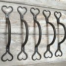 Set of 5 beautiful hand wrought iron Shaker heart door handle pull folk DH1