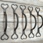 Set of 5 beautiful hand wrought iron Shaker heart door handle pull folk DH1