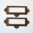 PAIR ANTIQUED BRASS FILE CABINET LABEL HOLDER NAME HOLDER PLAN CHEST DRAWER LH2