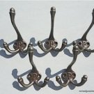 SET OF 5 CLASSIC ANTIQUE STYLE LETTER P TRIPLE COAT HOOK CAST IRON HOOKS HAT