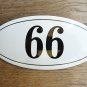 ANTIQUE STYLE ENAMEL DOOR NUMBER 66 HOUSE NUMBER DOOR SIGN PLAQUE