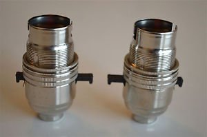 PAIR SWITCHED NICKEL LIGHT FITTING LAMP BULB HOLDER SWITCH HOLDER 1/2 INCH NR8