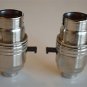 PAIR SWITCHED NICKEL LIGHT FITTING LAMP BULB HOLDER SWITCH HOLDER 1/2 INCH NR8