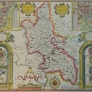 OLD COPY OF JOHN SPEED 1610 MAP OF BUCKINGHAMSHIRE COLOUR READING BUCKINGHAM