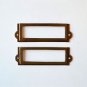 PAIR ANTIQUED BRASS FILE CABINET LABEL HOLDER NAME HOLDER PLAN CHEST DRAWER LH1