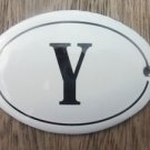 SMALL ANTIQUE STYLE ENAMEL DOOR LETTER Y SIGN PLAQUE HOUSE FLAT FURNITURE LETTER