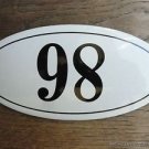 ANTIQUE STYLE ENAMEL DOOR NUMBER 98 HOUSE NUMBER DOOR SIGN PLAQUE