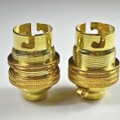 PAIR OF BRASS BAYONET BULB HOLDER LAMP HOLDER EARTHED C/W SHADE RING 1/2 INCH L3
