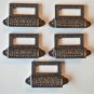 SET OF 5 EDWARDIAN PATTERNED CAST IRON LABEL FRAME HANDLE FILING DRAWER PULL CB9