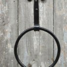 Handmade wrought iron folk art curled top towel ring holder wall mounted rack WQ