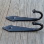 PAIR 4.5 INCH BLACK IRON ANCIENT ENGLISH DESIGN COAT HOOK DOOR HANGER HOOK OB4