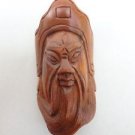 BEAUTIFUL HAND CARVED WOODEN BOXWOOD NETSUKE FACE OF A WISE MAN Z29