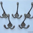 SET OF 5 CLASSIC ANTIQUE STYLE LETTER J TRIPLE COAT HOOK CAST IRON HOOKS HAT
