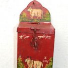 CHARMING INDIAN FOLK ART HOLY COW MONEY COLLECTION BOX PAINTED TIN MONEY BOX HC5