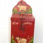 CHARMING INDIAN FOLK ART HOLY COW MONEY COLLECTION BOX PAINTED TIN MONEY BOX HC5