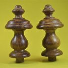 Pair superb 5 3/4 inch antique hardwood turned finial furniture clock mirror F6