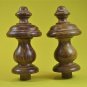 Pair superb 5 3/4 inch antique hardwood turned finial furniture clock mirror F6