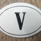 SMALL ANTIQUE STYLE ENAMEL DOOR LETTER V SIGN PLAQUE HOUSE FLAT FURNITURE LETTER