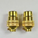 2 BRASS SMALL BAYONET B15 FITTING BULB HOLDER LAMP HOLDER C/W SHADE RING 10MM L5