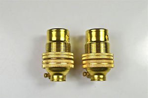 2 BRASS SMALL BAYONET B15 FITTING BULB HOLDER LAMP HOLDER C/W SHADE RING 10MM L5