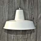 RETRO MEDIUM CREAM INDUSTRIAL STYLE FACTORY CEILING LIGHT C/W BULB NICKEL HOLDER