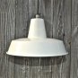 RETRO MEDIUM CREAM INDUSTRIAL STYLE FACTORY CEILING LIGHT C/W BULB NICKEL HOLDER