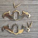 A pair solid brass Georgian furniture escutcheon antique style keyhole plate SE1
