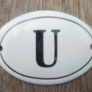 SMALL ANTIQUE STYLE ENAMEL DOOR LETTER U SIGN PLAQUE HOUSE FLAT FURNITURE LETTER