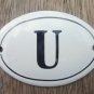 SMALL ANTIQUE STYLE ENAMEL DOOR LETTER U SIGN PLAQUE HOUSE FLAT FURNITURE LETTER