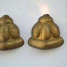 Pair original antique pressed brass furniture mount mirror cartouche emblem T16