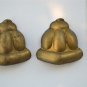 Pair original antique pressed brass furniture mount mirror cartouche emblem T16