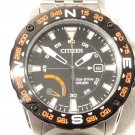 Citizen Eco Drive Men's Orange Black Stainless Steel Date Watch