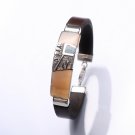 Sterling silver Dark brown leather bracelet Gift for her Gift for Him His and hers