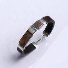 925 Sterling silver bracelet Dark brown leather bracelet Gift for Him His and hers