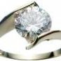  18K Gold Plated Solid Sterling Silver Solitaire CZ Ring