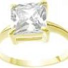 18K 2.5 Micron Vermeil Yellow Gold Plated Solid Sterling Silver Princess Cut CZ Ring