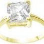18K 2.5 Micron Vermeil Yellow Gold Plated Solid Sterling Silver Princess Cut CZ Ring