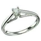 Genuine Diamond 14K Solid White Gold Engagement Ring