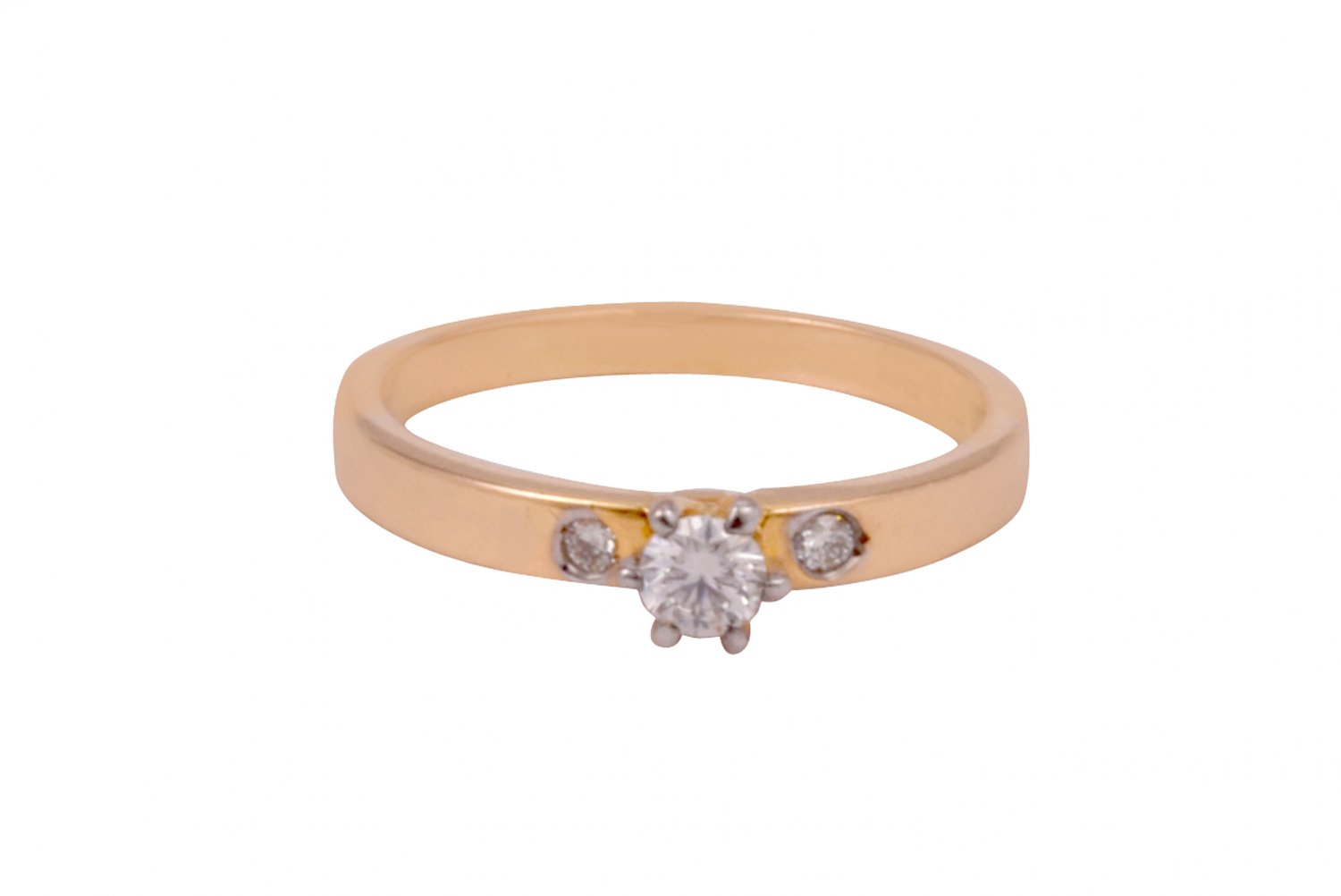 Fine Jewelry Engagement Ring yellow Gold 0.19ct Round-Cut Diamond Ladies Ring Size 6.5
