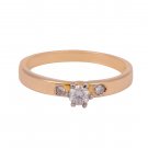 Fine Jewelry Engagement Ring yellow Gold 0.19ct Round-Cut Diamond Ladies Ring Size 6.5