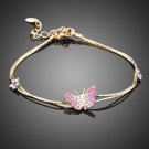 GOLD PLATED CRYSTAL BUTTERFLY AND FLOWER BRACELET