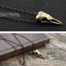 Gothic Punk Copper Bird Head Skul Pendant Necklace Amulet High Quality