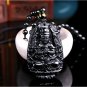 Obsidian Carved Buddha Lucky Amulet Pendant Necklace
