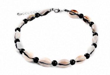 Black Artilady natural shell choker necklace vintage velvet rope beads natural shell choker boho